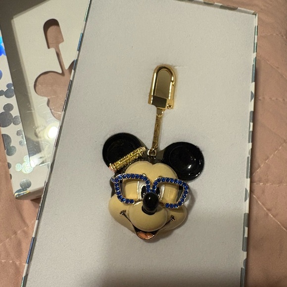 Disney Accessories - Disney BaubleBar Mickey Mouse Keychain Charm w/ Blue Jeweled Glasses NIB